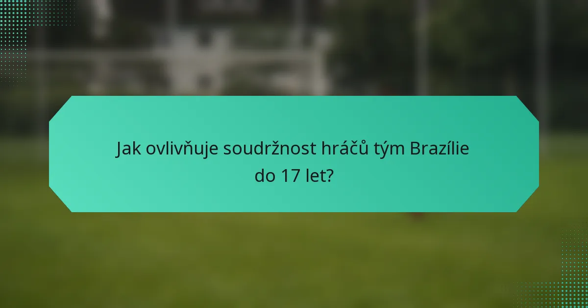 Jak ovlivňuje soudržnost hráčů tým Brazílie do 17 let?