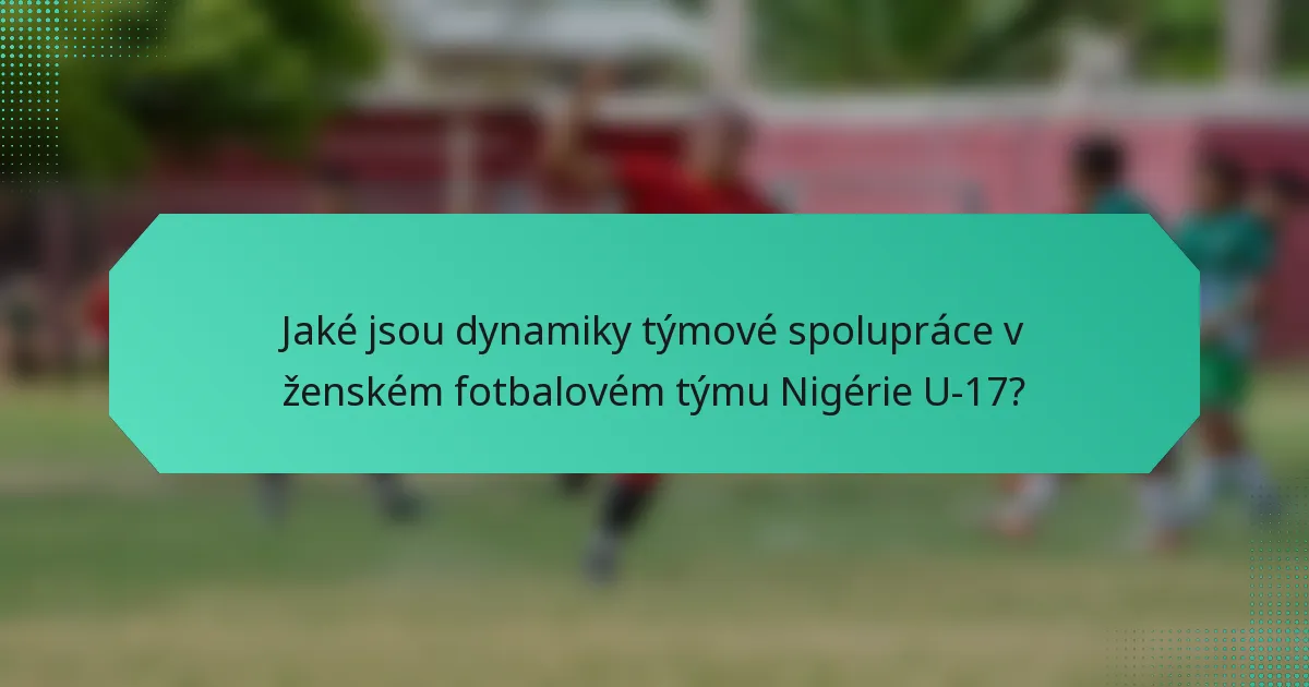 Jaké jsou dynamiky týmové spolupráce v ženském fotbalovém týmu Nigérie U-17?
