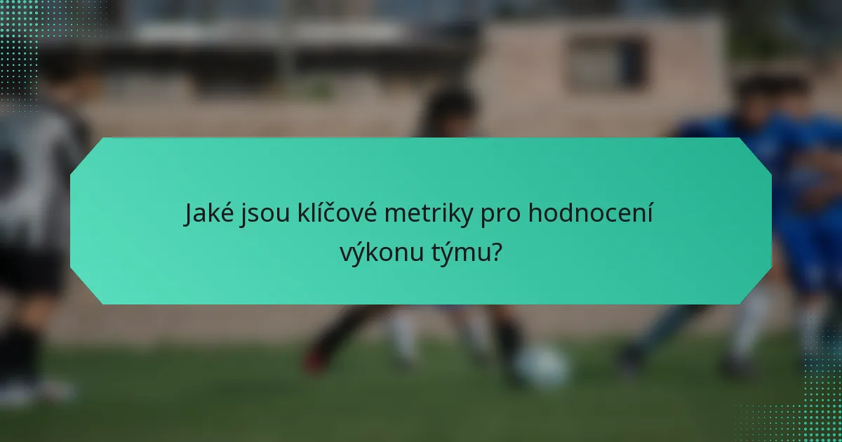Jaké jsou klíčové metriky pro hodnocení výkonu týmu?