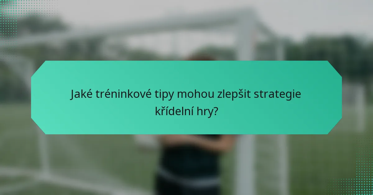 Jaké tréninkové tipy mohou zlepšit strategie křídelní hry?