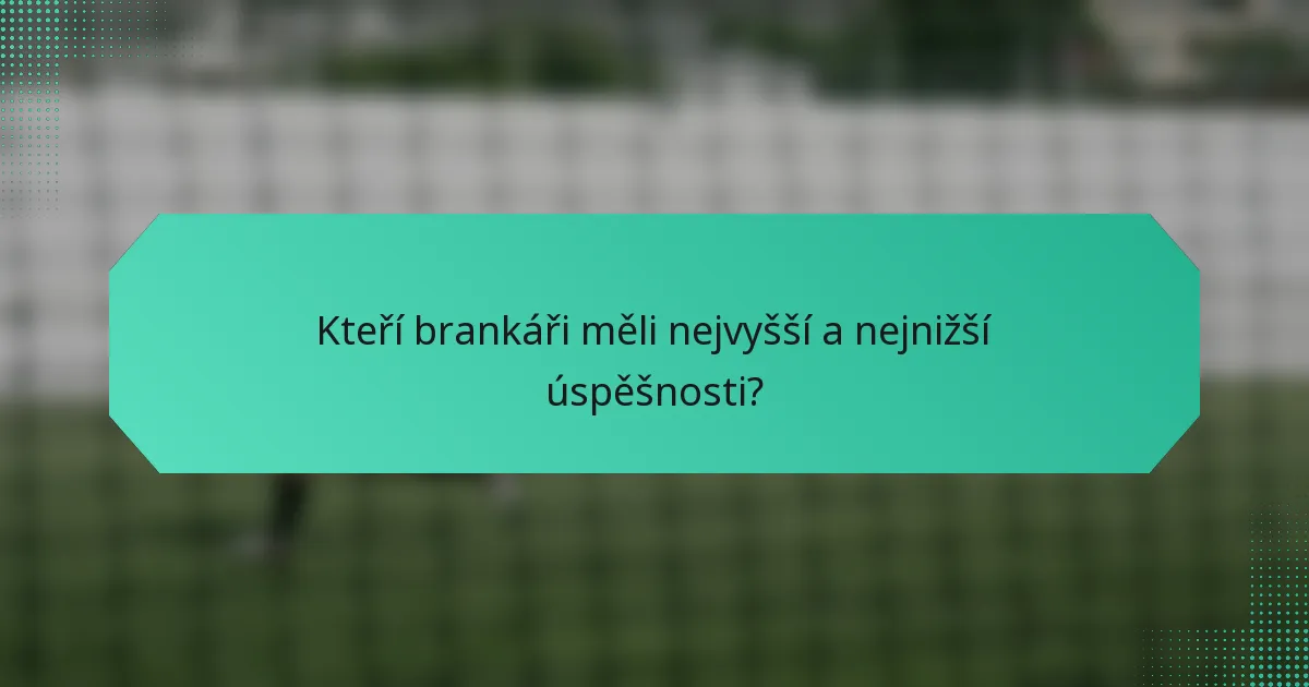 Kteří brankáři měli nejvyšší a nejnižší úspěšnosti?